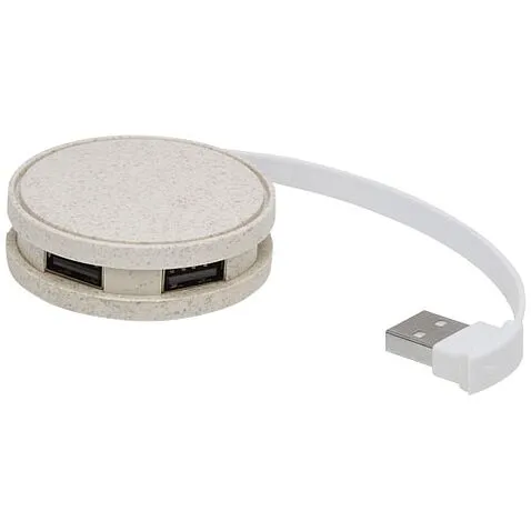USB-концентратор Kenzu из пшеничной соломы - Натуральный