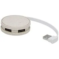 USB-концентратор Kenzu из пшеничной соломы - Натуральный