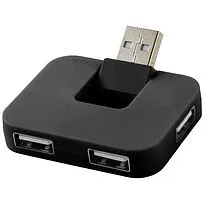 USB хаб Gaia с 4 портами - сплошной черный