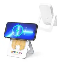 Беспроводное зарядное устройство Bambooco 15W, белый с бамбуковым